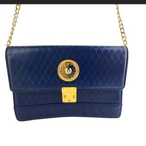 Versace Starburst Shoulder Bag  Leather Gold Medusa Accent Purse